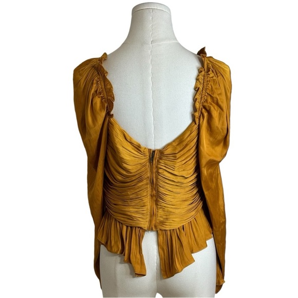 HOUSE OF HARLOW 1960 Gold Satin Long Sleeve
Ruched‎ Cropped Top NWT size M Sexy - Picture 7 of 13